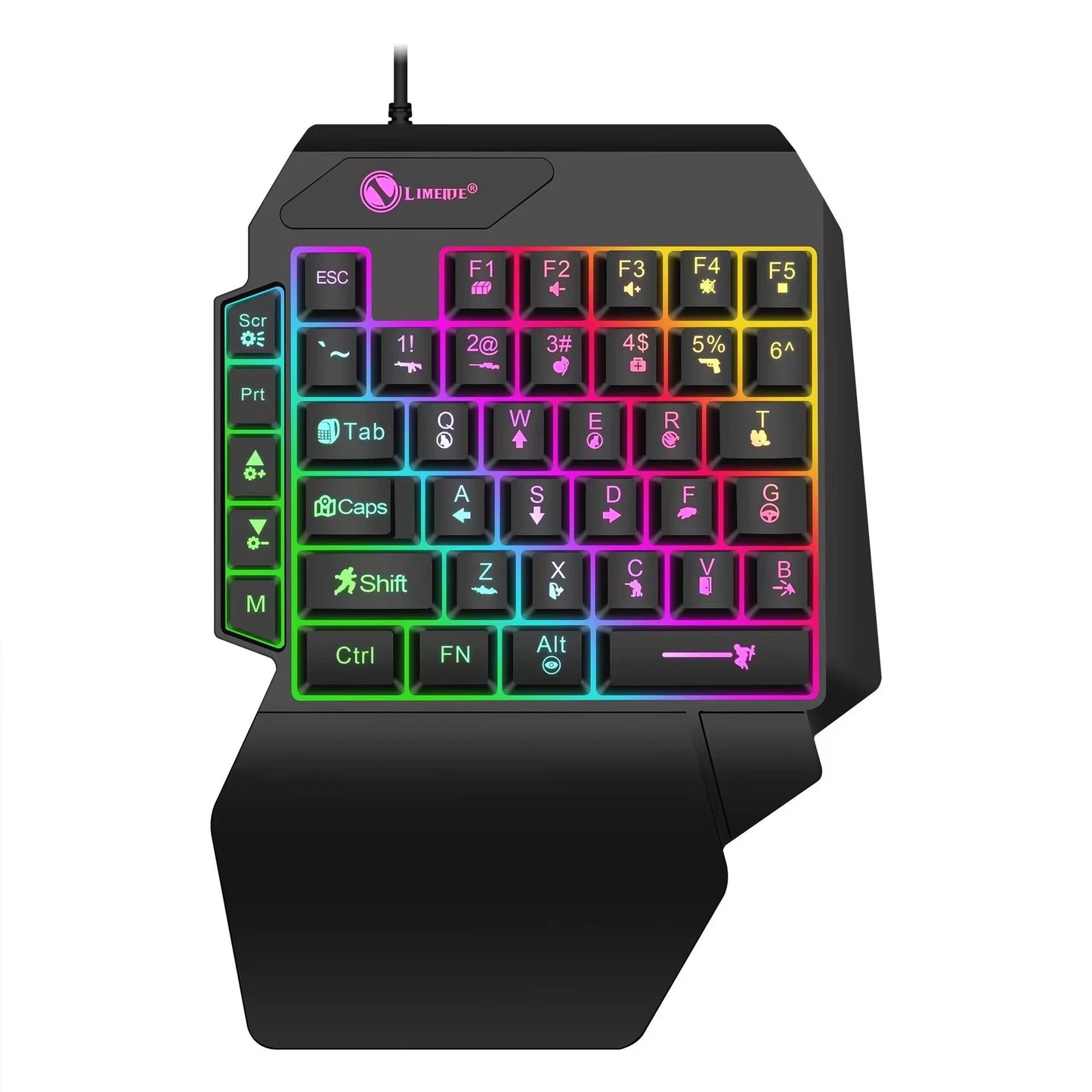 Mini teclado gaming de uma só mão com 35 teclas, USB, ultrafino, com fios e retroiluminado, para portátil, PC de secretária e smartphone