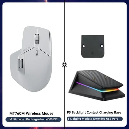 Rapoo MT760/MT760Mini Multi-mode Rechargeable Wireless Mouse Ergonomic 4000 DPI Bluetooth Mouse Easy-Switch Up to 4 Devices