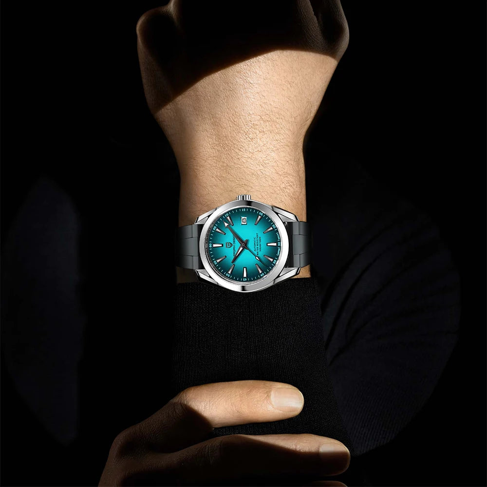Luxe herenhorloge van PAGANI DESIGN – Mechanisch automatisch model (kaliber 8215), van roestvrij staal, waterdicht, met datumweergave en lichtgevende wijzers