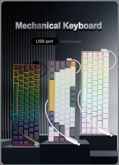 E-YOOSO Z686 RGB USB 60% Mini Slim Mechanical Gaming Wired Keyboard Red Switch 68 Keys Russian Brazilian Portuguese for Compute