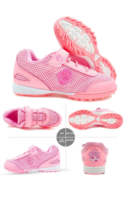 Zapatillas de fútbol para niños y niñas Tf, con cierre de velcro, sin tacos, para lacrosse, para principiantes, para críquet y para béisbol