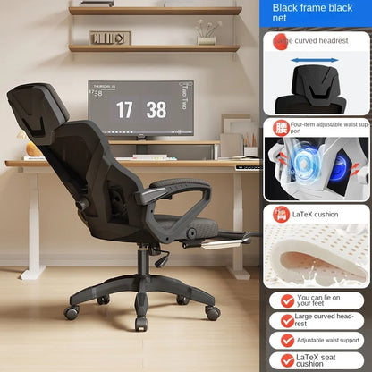 Ergonomischer Relaxsessel, bequemer Bürostuhl, Computerstuhl für zu Hause, Studentenwohnheim, Gaming-Stuhl mit Fußstütze