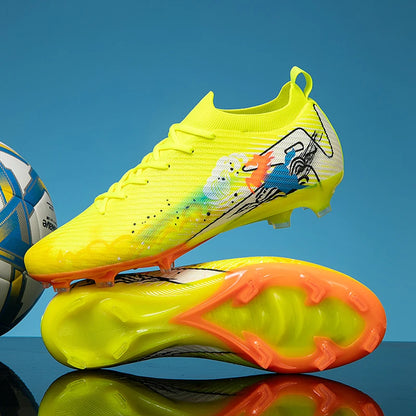 New Men Soccer Shoes FG Non-Slip Long Spikes Football Boots Soccer Cleats Training Shoes Match Ultralight Outdoor Drop Shipping
