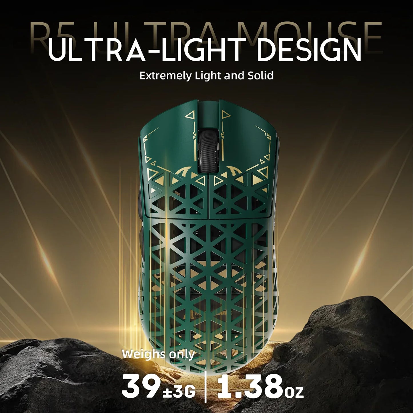 ATTACK SHARK R5 Ultra trådløs gamingmus i kulfiber, PixArt PAW3950MAX-gamingsensor, 42000DPI, 8000Hz, MCU Nordic 52840