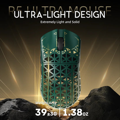 ATTACK SHARK R5 Ultra trådløs gamingmus i kulfiber, PixArt PAW3950MAX-gamingsensor, 42000DPI, 8000Hz, MCU Nordic 52840