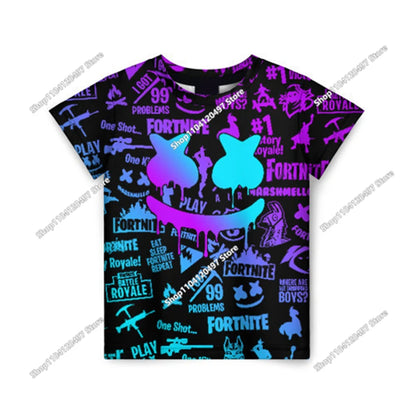 Anime Fortnite T-Shirts Girl Clothing T Shirt Boys White Cartoon Tees Baby Summer Shirts Cute Printed Tops Costume
