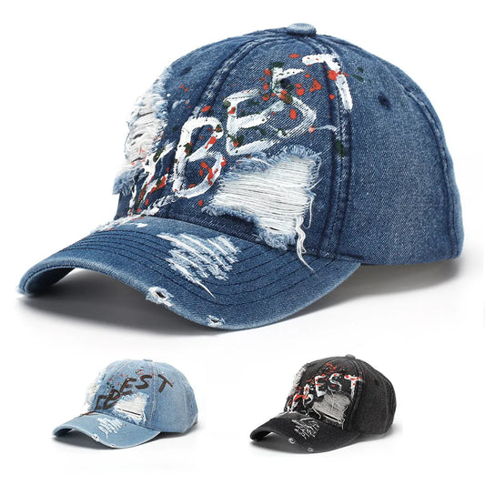 New European and American style letter embroidered baseball caps, personalized distressed and patched baseball caps, sun hats