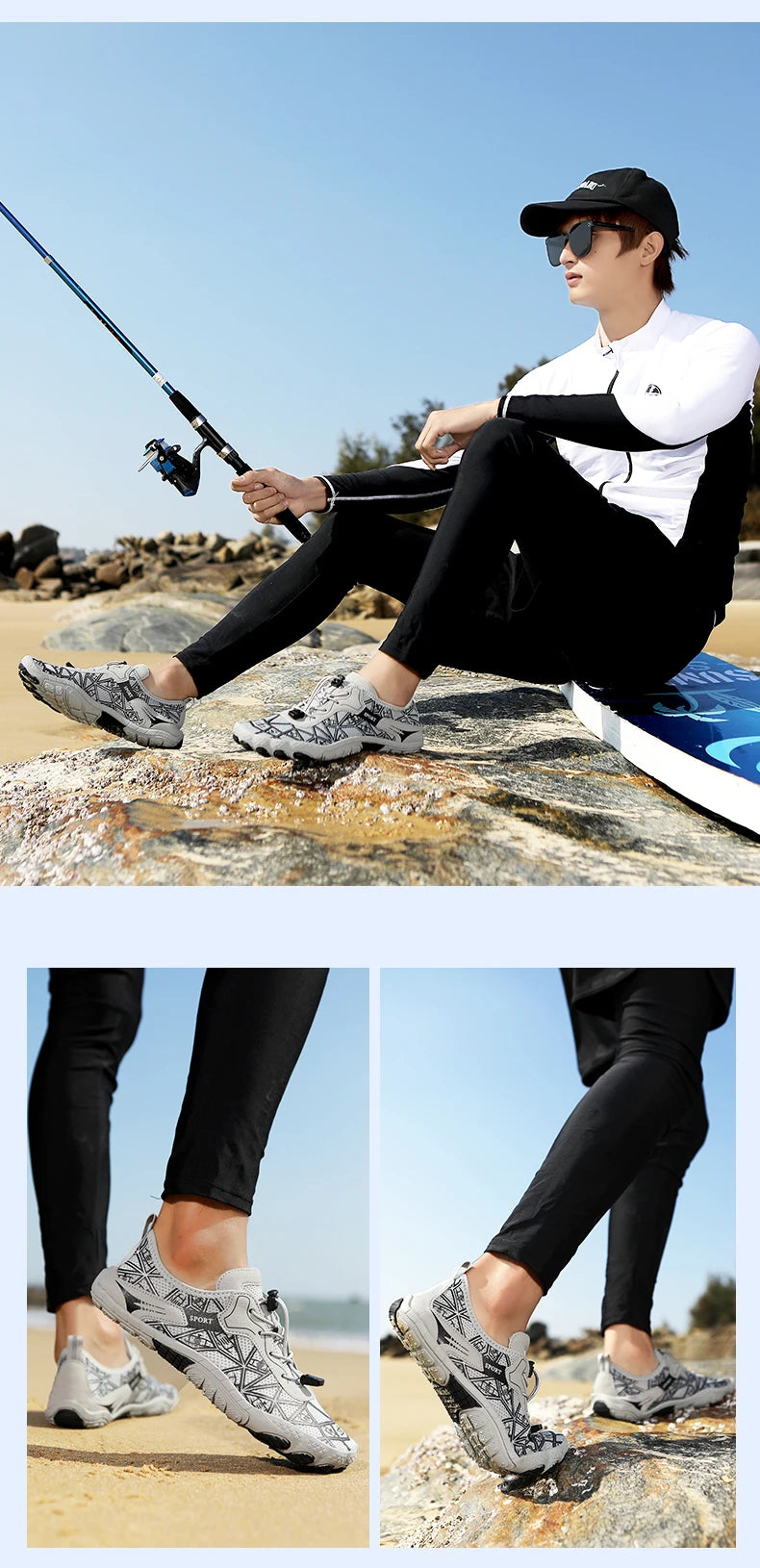 Sapatos para caminhar na água sem sapatos - Homem e Mulher - Sapatos de praia em malha de secagem rápida - Sapatos antiderrapantes para atividades ao ar livre - Sapatos unissexo para desportos aquáticos