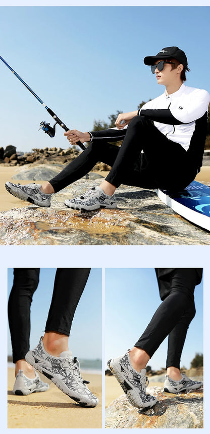 Sapatos para caminhar na água sem sapatos - Homem e Mulher - Sapatos de praia em malha de secagem rápida - Sapatos antiderrapantes para atividades ao ar livre - Sapatos unissexo para desportos aquáticos