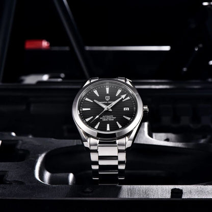 Luxe herenhorloge van PAGANI DESIGN – Mechanisch automatisch model (kaliber 8215), van roestvrij staal, waterdicht, met datumweergave en lichtgevende wijzers