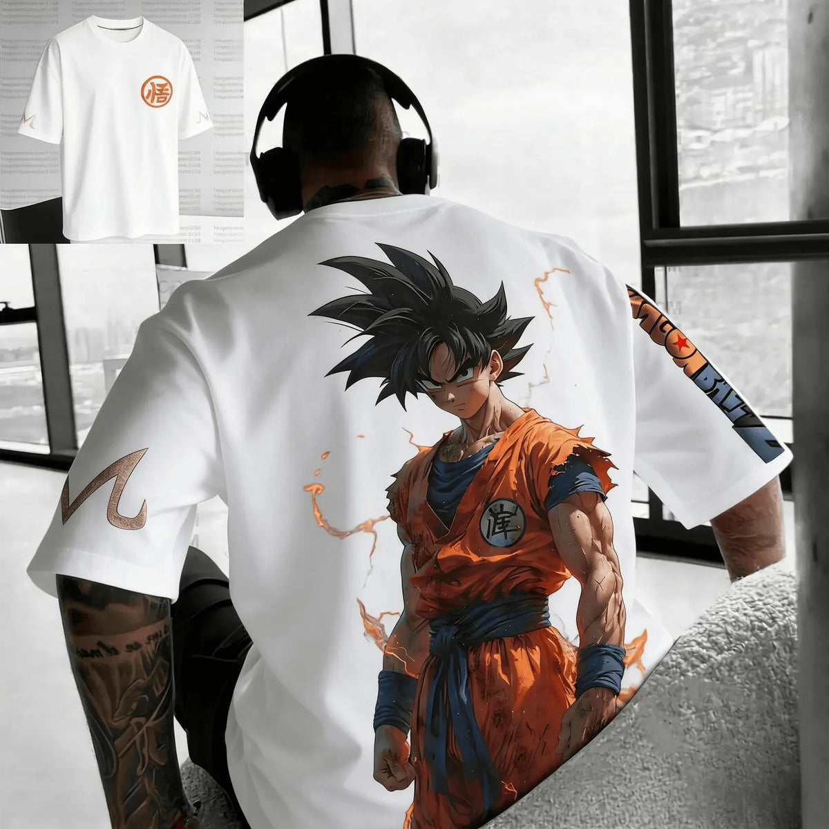 Letní tričko s motivem Dragon Ball – poškozený Goku, vintage anime, pánské, z čisté bavlny, ležérní, volný střih, sportovní, na každodenní nošení