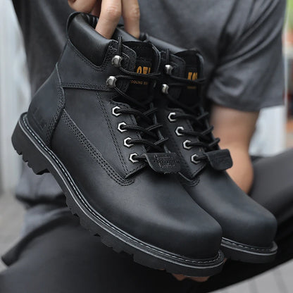 KOWM Cowhide Outdoor Men Hiking Shoes Waterproof Tactical Desert shoes Hunting Boots Snow Boots Fur Sneaker Women Trekking Shoes