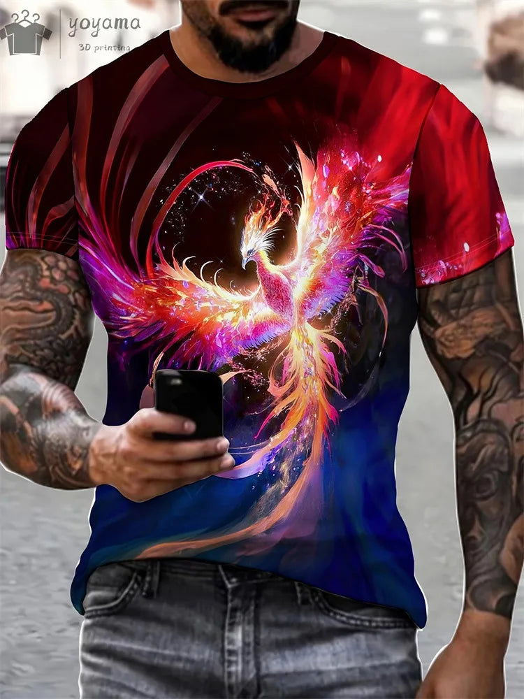 Animal Dragon 3D Print Sport Rychleschnoucí Prodyšné Pánské Tričko Outdoor Street Harajuku Běh Fitness Krátký rukáv Oblečení Top Léto