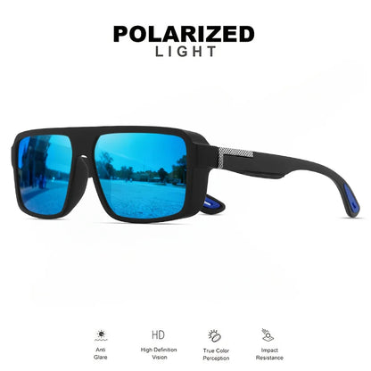 Classic Retro Punk Polarized Square Sunglasses - UV400 Unisex for Daily Casual, Outdoor Sports, Fishing & Driving