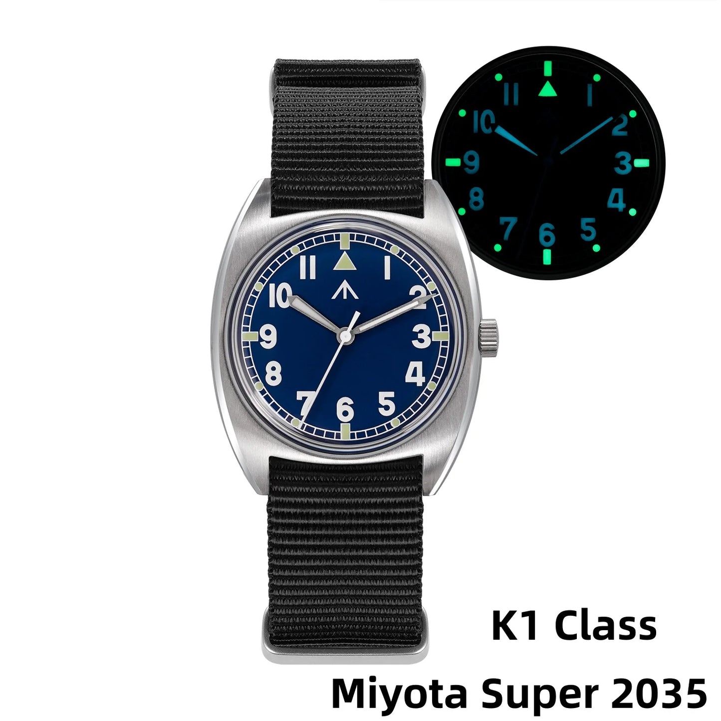 Relógio Militado ML17 Miyota Super 2035/ GL12 com movimento de quartzo, Luminova C3 e BGW9, 100m à prova de água, em aço inoxidável