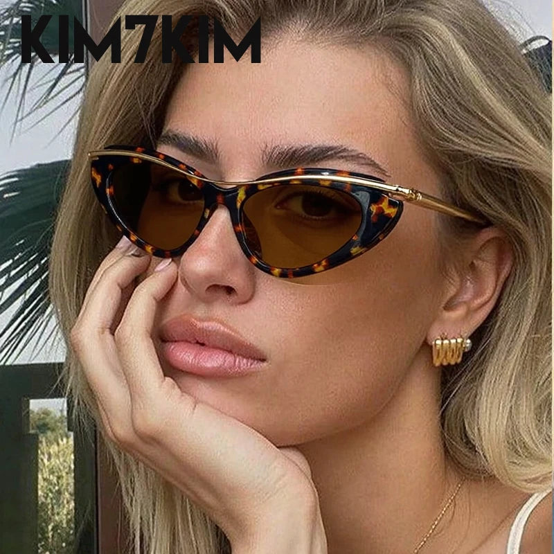 Fashion Small Cat Eye Sunglasses Women 2026 Luxury Brand Punk Metal Frame Sunglass Vintage Sexy Traveling Eyewear UV400 Shades