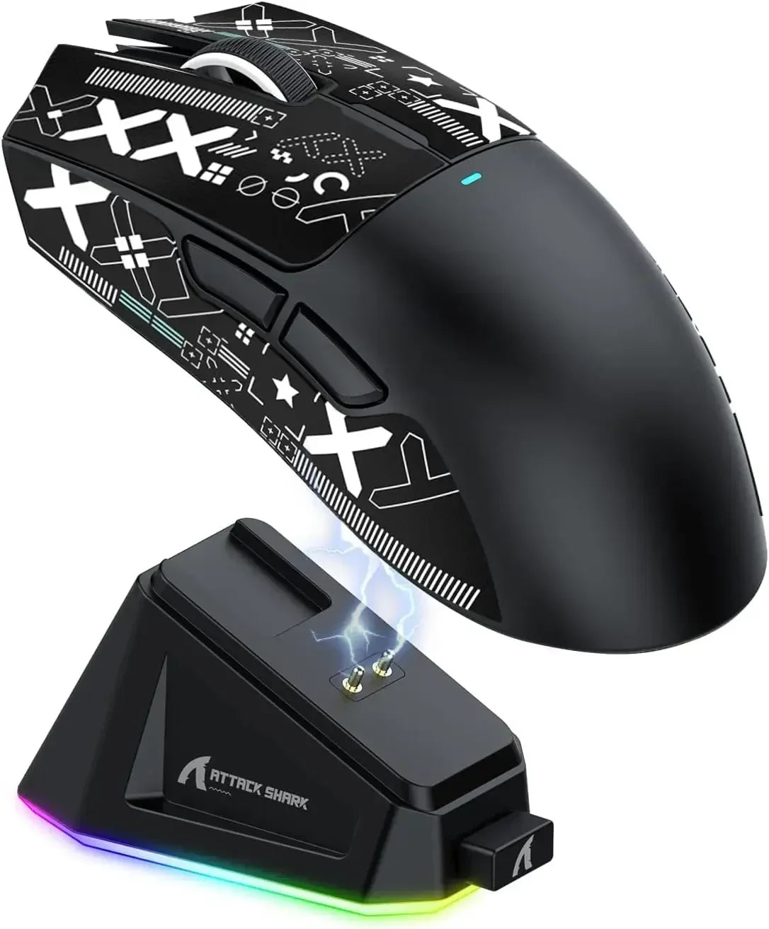 Rato Gaming Sem Fios Original ATTACK SHARK X11 com Dock de Carregamento, Sensor Gaming PixArt PAW3311, Ligação BT/2.4G Sem Fios/Com Fios