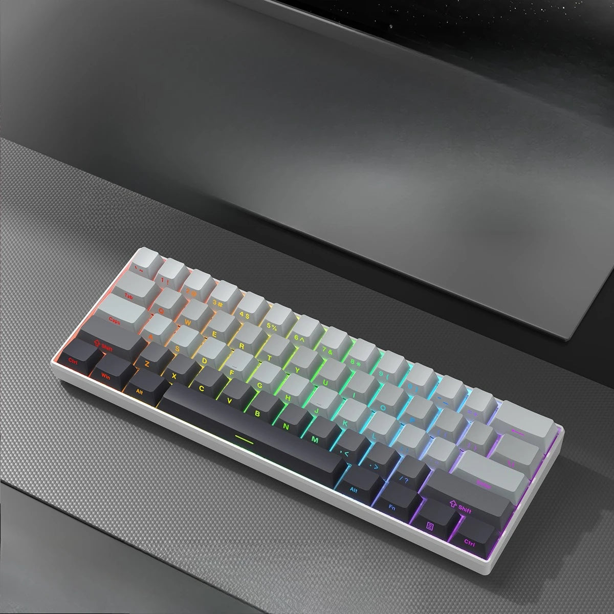Wireless Gaming Mechanical Keyboard Bluetooth 60 Percent RGB White Triple Mode Portable Keyboards