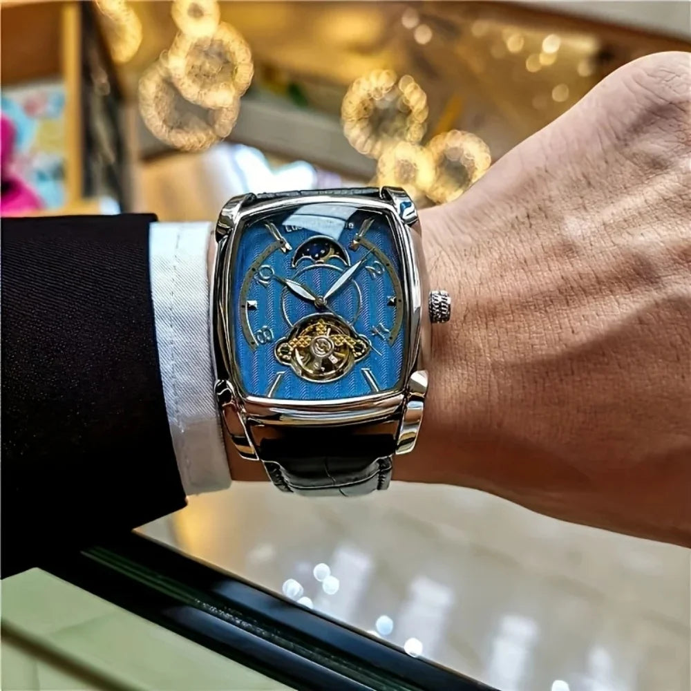 [Luxusní mechanické hodinky s tourbillonem] Lehké luxusní mechanické hodinky s tourbillonem pro muže – špičkový plně automatický model v módním „skeletovém“ stylu, ideální k profesionálnímu oblečení o