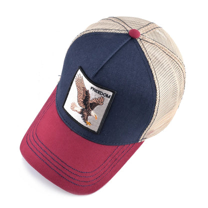 Cappellino trucker fashion con patch ricamata con capra, snapback da baseball quattro stagioni per uomo e donna, cappello con visiera regolabile
