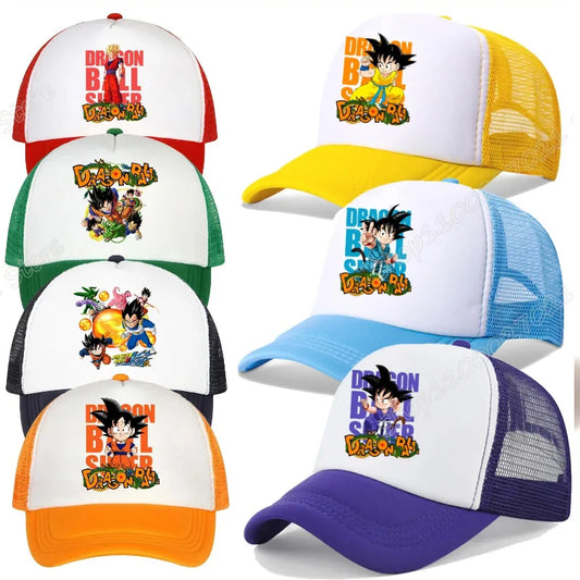 Dragon Ball Goku Peaked Cap Cartoon Pattern Baseball Caps Kawaii Anime Summer Breathable Mesh Hat Parent-child Hats Peacoat Gift