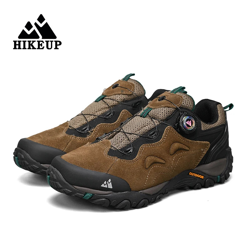 HIKEUP: Zapatos de piel para hombre, zapatillas de senderismo para actividades al aire libre, zapatillas de trekking para turismo, zapatillas de trail running para escalada y montaña, tensor