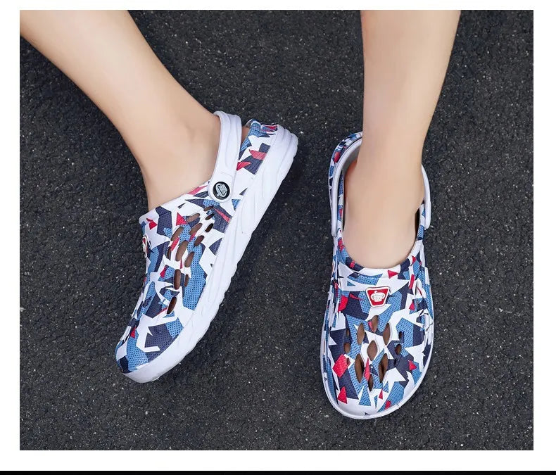 Sandales légères d'été pour hommes, chaussures décontractées, sabots troués, pantoufles plates de plage pour hommes, grande taille 49