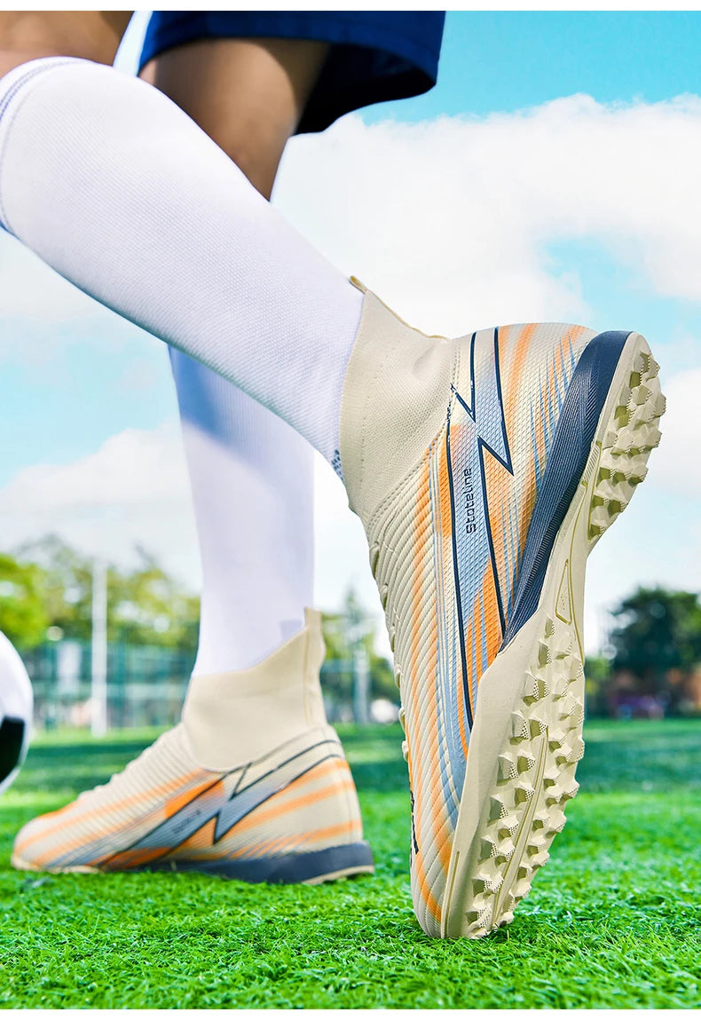 Nouvelles chaussures de football pour hommes, chaussures de match montantes, chaussures de futsal de haute qualité, chaussures de football d'intérieur antidérapantes, baskets d'extérieur, crampons pour gazon, meilleures v
