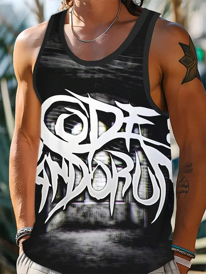 Męska koszulka bez rękawów w stylu street fashion z nadrukiem wilka – letnia, codzienna, swobodna, modna koszulka bez rękawów dla mężczyzn, idealna do uprawiania sportów na świeżym powietrzu