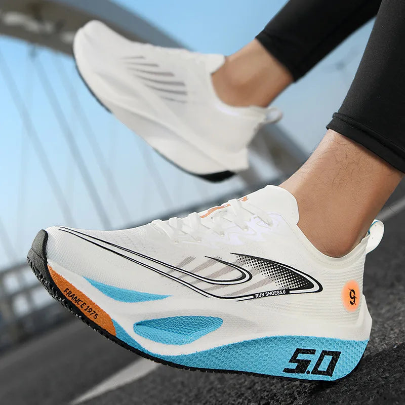 Calçado desportivo para homem e mulher, ténis de corrida, placa de carbono, corrida de maratona masculina, amortecimento, calçado de treino de atletismo