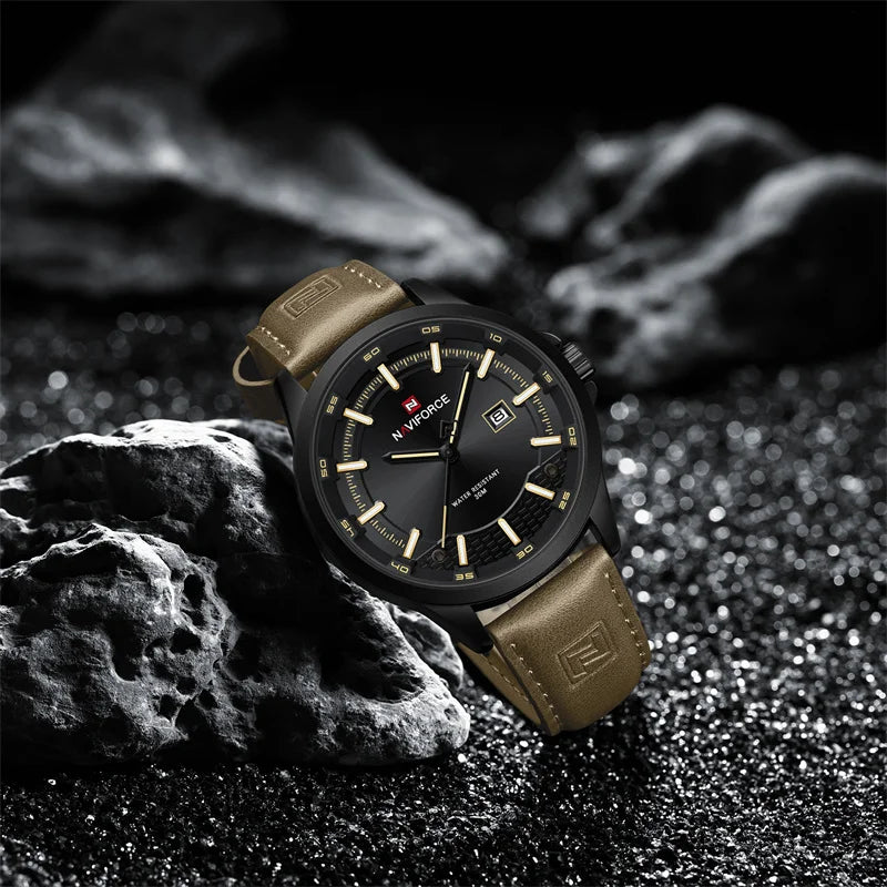 Naviforce 9248 Top Brand New Sport Wristwatch Luxury Military Auto Date Leather Simple Quartz Original Male Clock