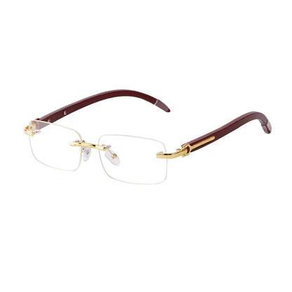 Classic Stylish Rectangle Rimless Sunglasses Women Men Brand Design Luxury Vintage Sun Glasses Frameless Wood Leg Frame Eyewear