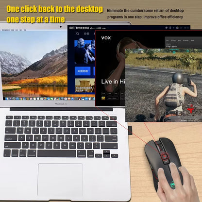 Rechargeable USB Wireless Mouse Right Hand Type-C Mouse for Laptop Computer Silent Click Backlit Gaming Mouse 3600cpi