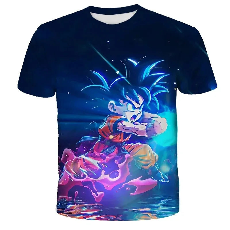 T-shirt d'été à manches courtes pour enfants avec imprimé graphique Dragon Ball Z en 3D - Best-seller - T-shirt tendance pour enfants et adultes - Goku Y2k