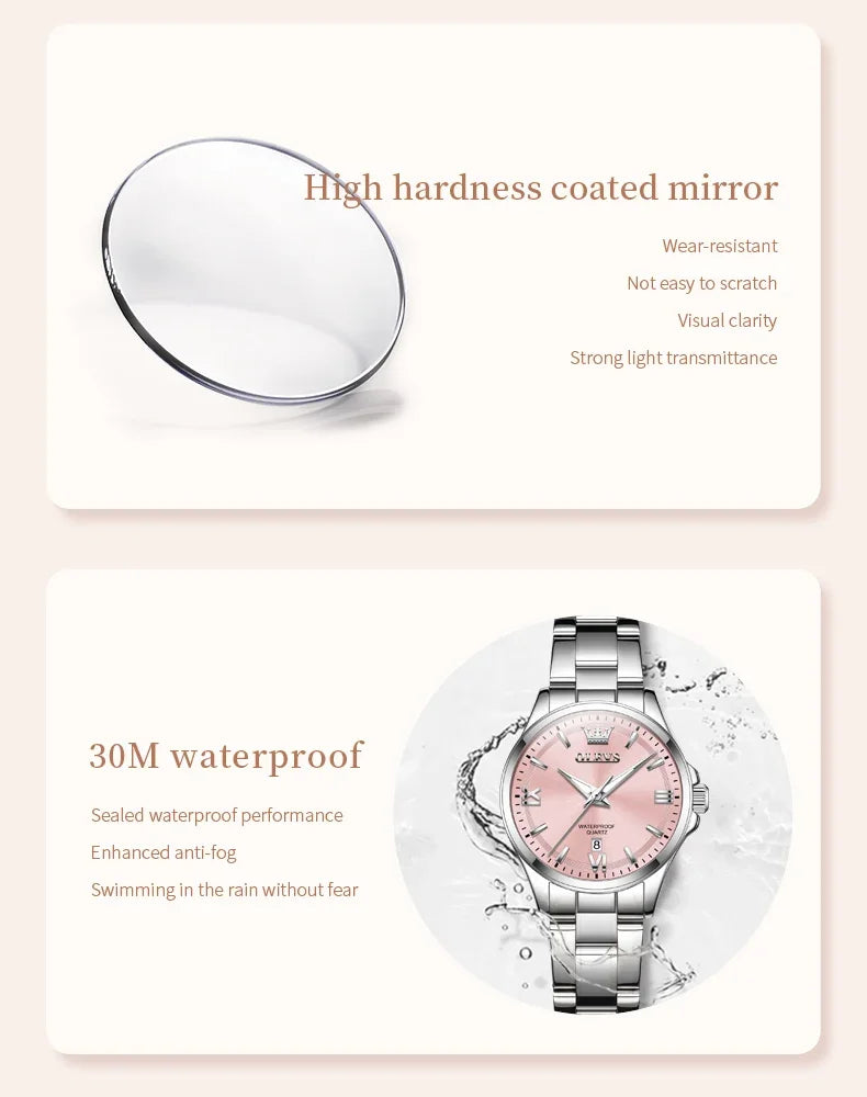 OLEVS 3668 Women Watch Luxury Original Waterproof Stainless Steel Quartz Watch Roman Automatic Date Women Watch Reloj Para Mujer