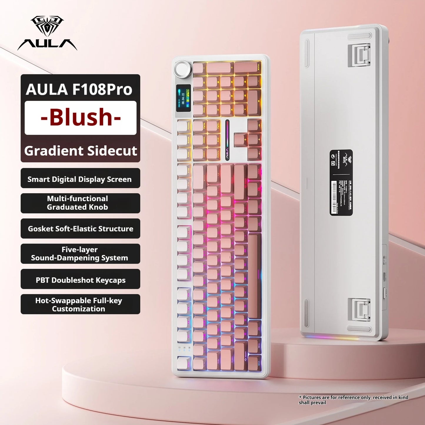 AULA F108 PRO Mechanische Tastatur Custom 100%-Layout RGB-Hintergrundbeleuchtung Kabellos Bluetooth Hifi-Switch Gaming-Tastatur