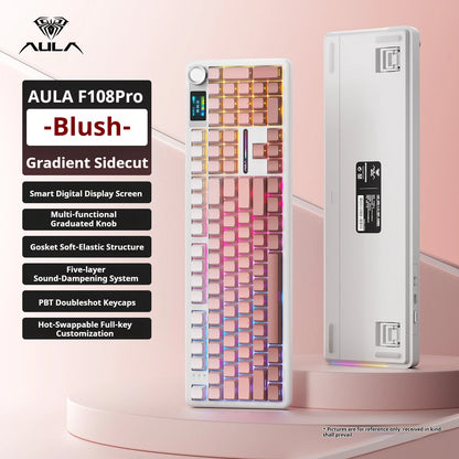 AULA F108 PRO Mechanische Tastatur Custom 100%-Layout RGB-Hintergrundbeleuchtung Kabellos Bluetooth Hifi-Switch Gaming-Tastatur
