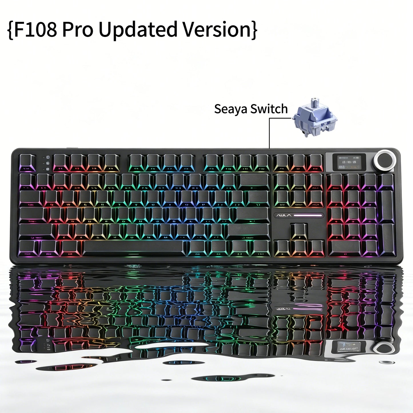 AULA F108 PRO Mechanische Tastatur, individuelles 100-%-Layout, RGB-Hintergrundbeleuchtung, kabellose Bluetooth-Verbindung, HiFi-Switch, Gaming-Tastatur