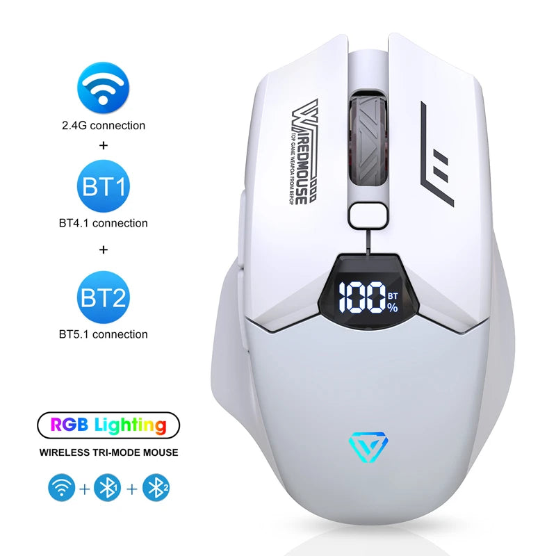 Dual-Mode Wireless Bluetooth Mouse with Smart Screen Display Silent Charging Office Gaming Portable Tablet Universal Mouse
