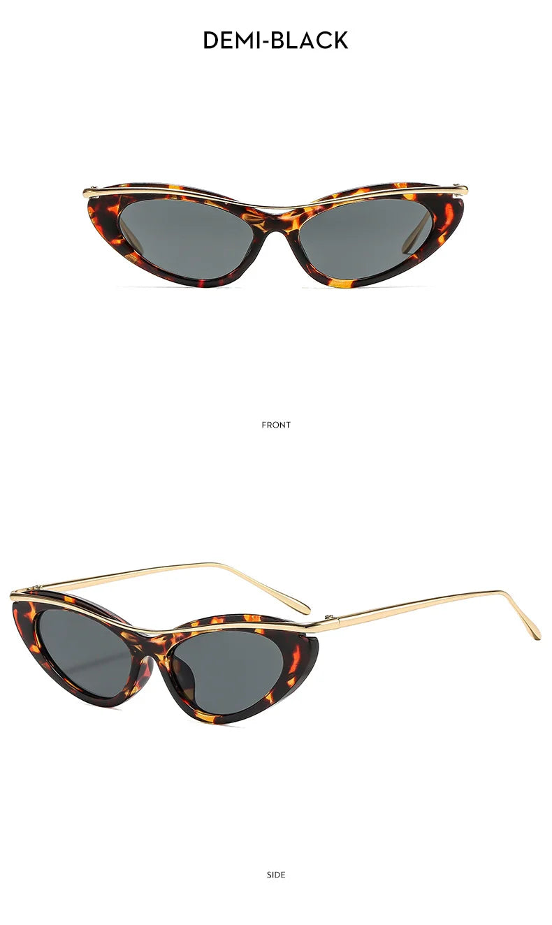 Fashion Small Cat Eye Sunglasses Women 2026 Luxury Brand Punk Metal Frame Sunglass Vintage Sexy Traveling Eyewear UV400 Shades