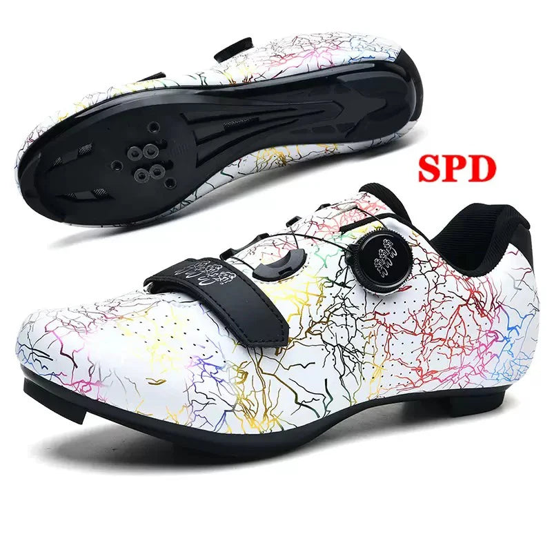 Zapatillas de ciclismo para hombre con cierre automático; zapatillas de ciclismo de carretera; zapatillas deportivas de ciclismo de montaña para exterior; zapatillas de ciclismo de spinning para mujer para interior