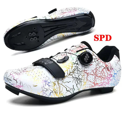 Zapatillas de ciclismo para hombre con cierre automático; zapatillas de ciclismo de carretera; zapatillas deportivas de ciclismo de montaña para exterior; zapatillas de ciclismo de spinning para mujer para interior