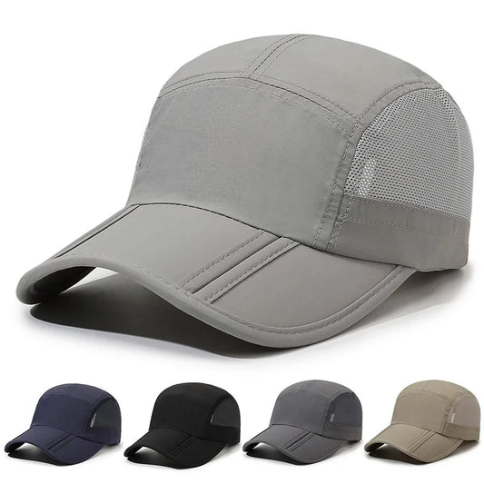 Men Women Quick Dry Baseball Cap Breathable UV Protection Mesh Sun Hat Adjustable Outdoor Sport Caps for Hiking Camping Fishing