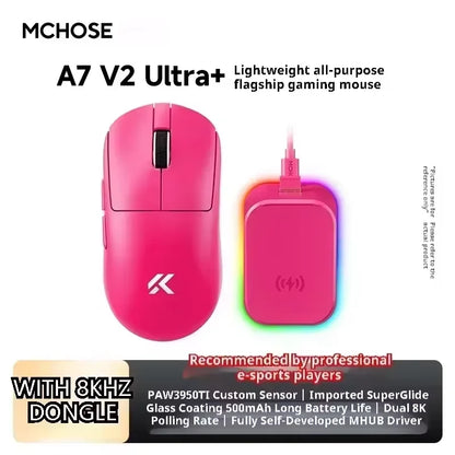 MCHOSE A7 V2 Ultra Wireless Gaming Mouse Pixart3950Ti Flagship Sensor Super 20000FPS for Accurate Tracking Support Web Driver