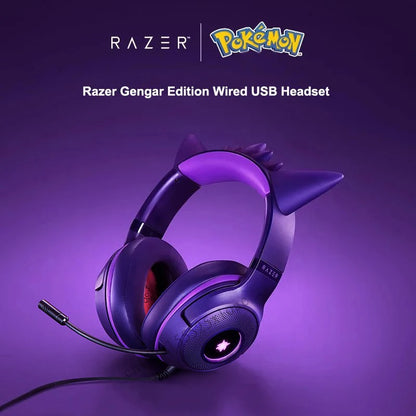 Razer Pokémon Gengar Edition Kraken Kitty V2 RGB Gaming Headset – USB Wired, TriForce 40mm Drivers, HyperClear Cardioid Microphone Gaming Headphones