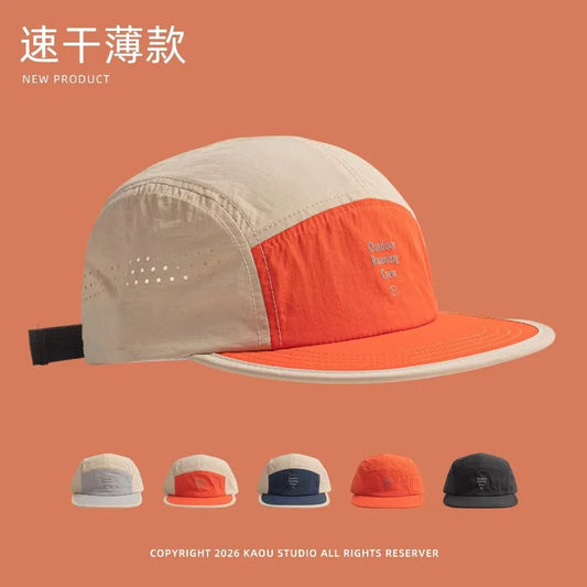 Outdoor Camping Sunscreen Quick-drying Color Matching Baseball Caps Women Summer Light and Breathable Retro 5-panel Men's Hat