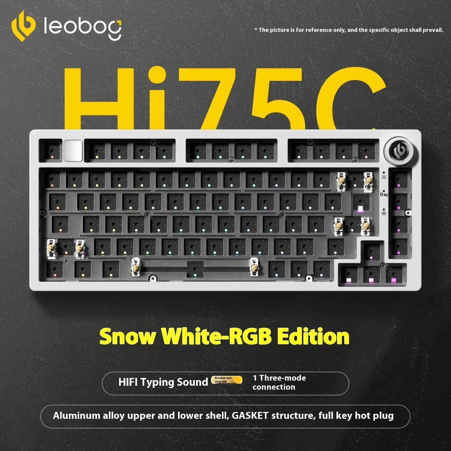 Kit tastiera meccanica LEOBOG Hi75C 3 modalità/cablata Hot Swap con manopola, RGB, guarnizione in lega di alluminio, kit tastiera Hi75C per PC, regalo personalizzato