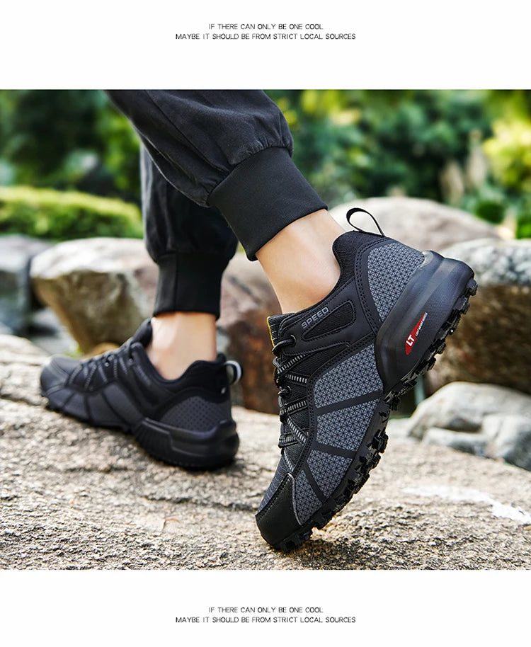Scarpe da trekking da uomo all-terrain, scarpe sportive outdoor in mesh traspirante, antiscivolo e resistenti all’usura, scarpe da trekking e ciclismo outdoor