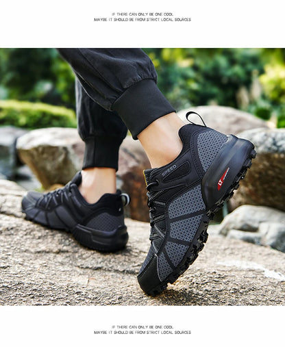 Scarpe da trekking da uomo all-terrain, scarpe sportive outdoor in mesh traspirante, antiscivolo e resistenti all’usura, scarpe da trekking e ciclismo outdoor