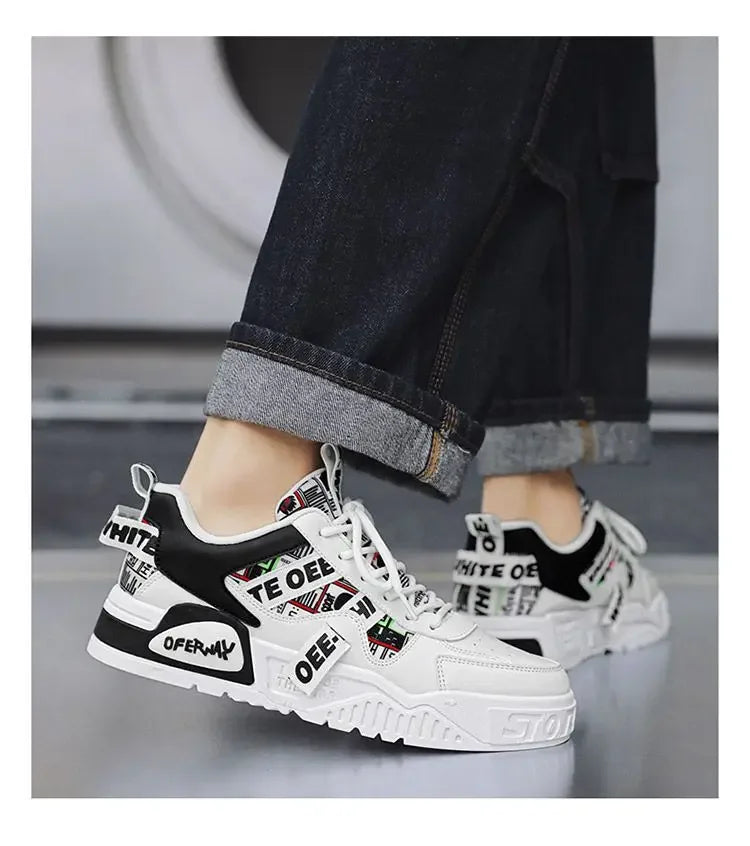 Casual mode lædersneakers Nye skateboard-herresko Udendørs løbesko Sportssko Vandreture Tennis Plateausko Luksusfodtøj